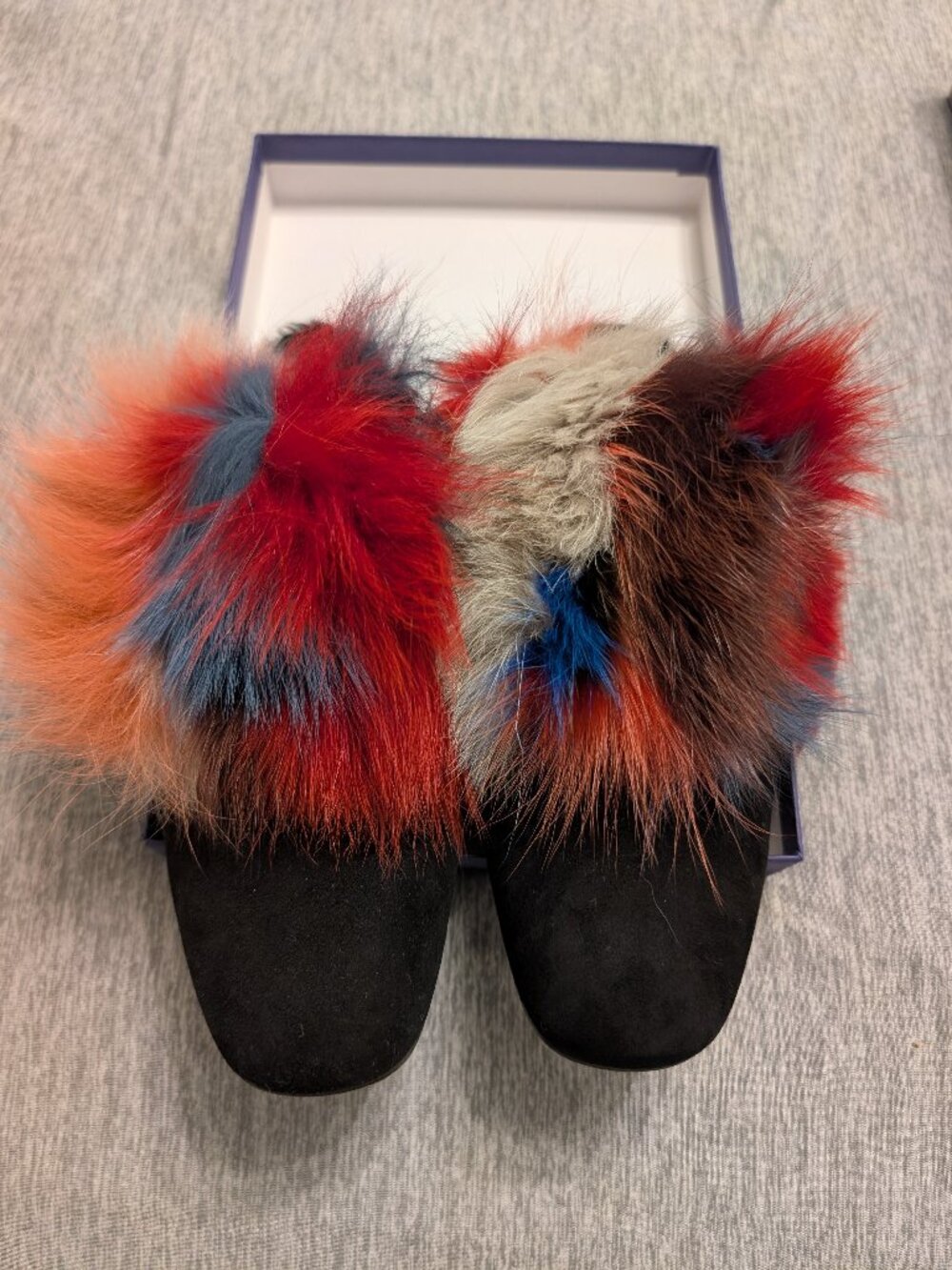 Stuart Weitzman Furgetis Fur Mules in Carnival